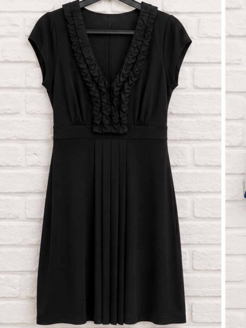 BCBGMaxAzria Black Ruffle-V Midi Dress
